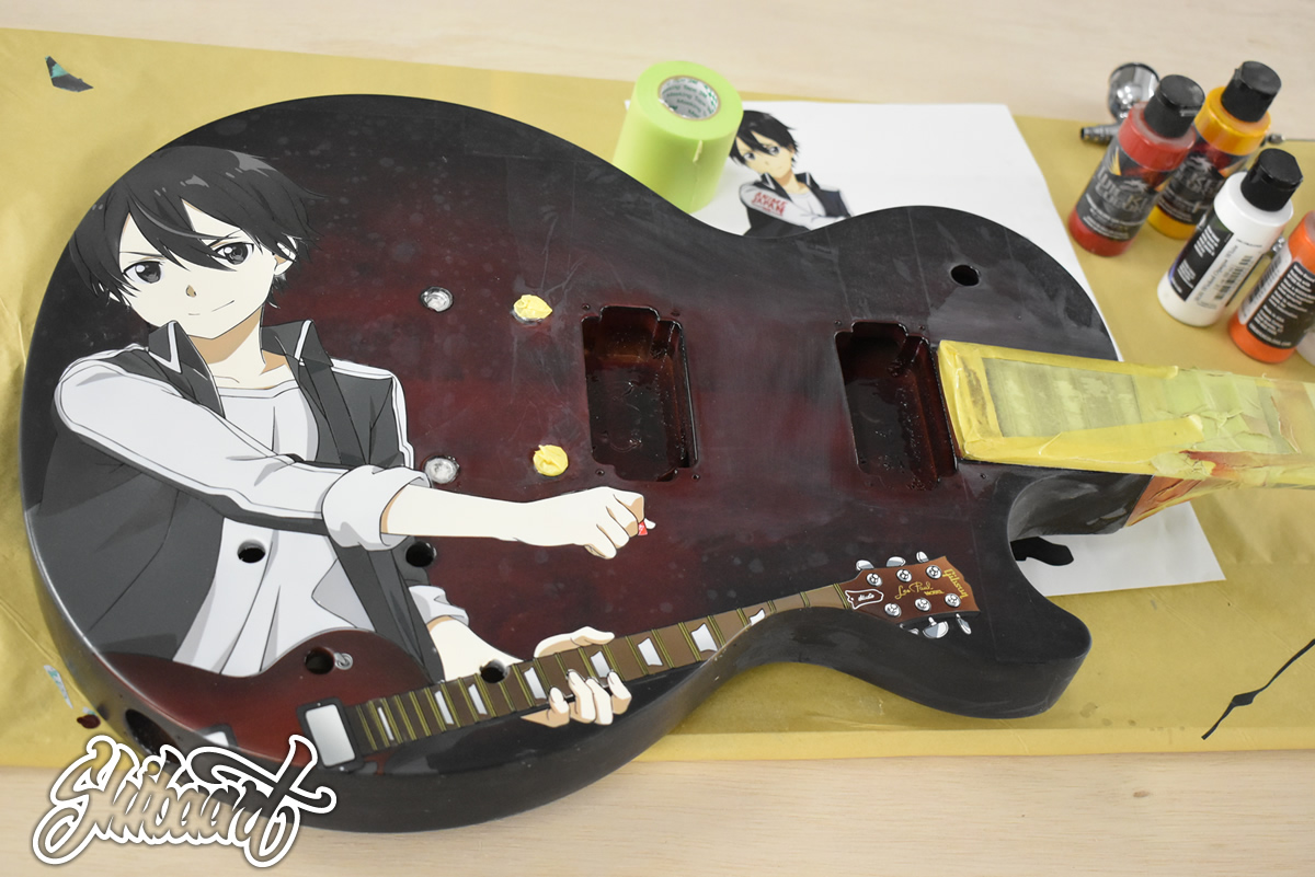ANIME JAPAN 2019｜チャリティーオークションギター カスタムペイント制作施工事例2