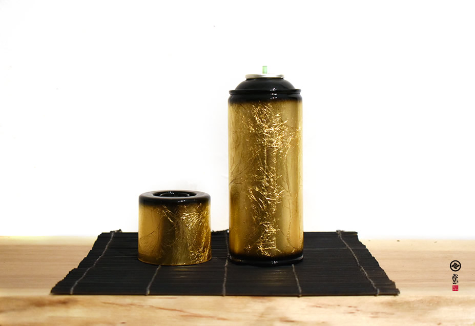高級缶スプレー金箔アート 施工例1