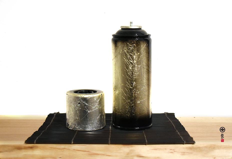 高級缶スプレー銀箔アート 施工例2